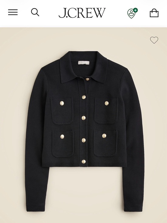 J. Crew Jackets & Blazers - J. Crew Black Sweater Lady Cropped Patch Pocket Jacket Gold Buttons NWT - S
